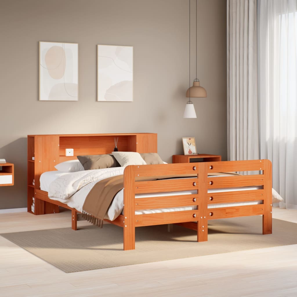 Letto senza Materasso Marrone Cera 120x190 cm in Legno di Pino