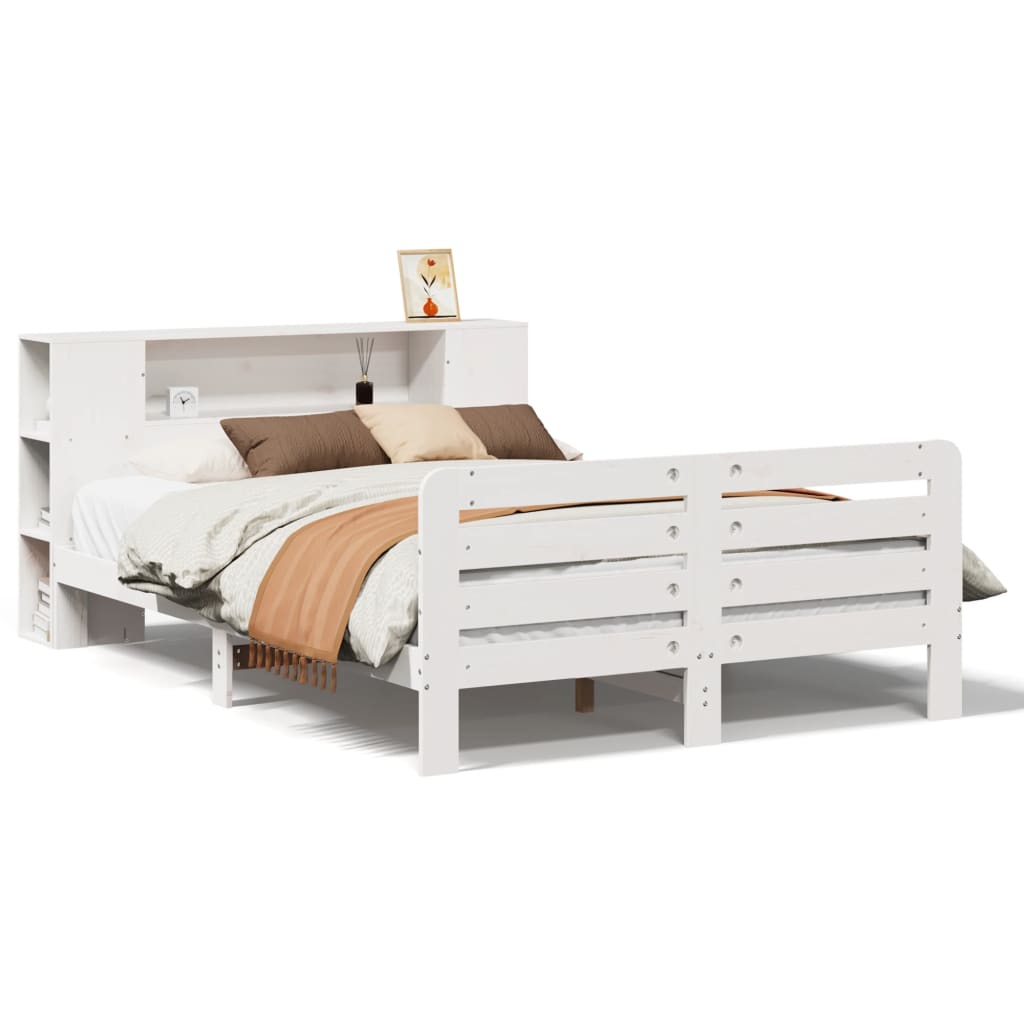 Letto senza Materasso Bianco 135x190 cm Legno Massello di Pino