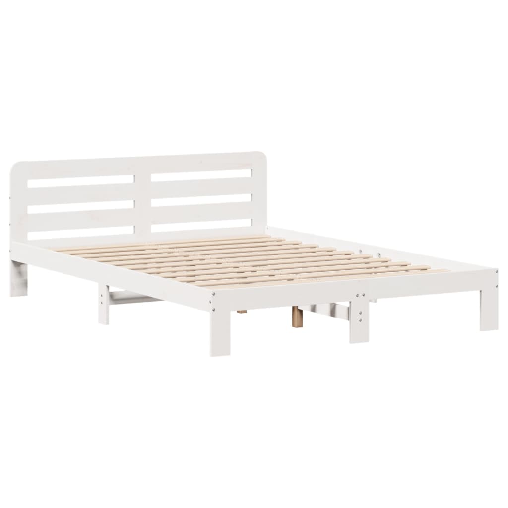 Letto senza Materasso Bianco 135x190 cm Legno Massello di Pino