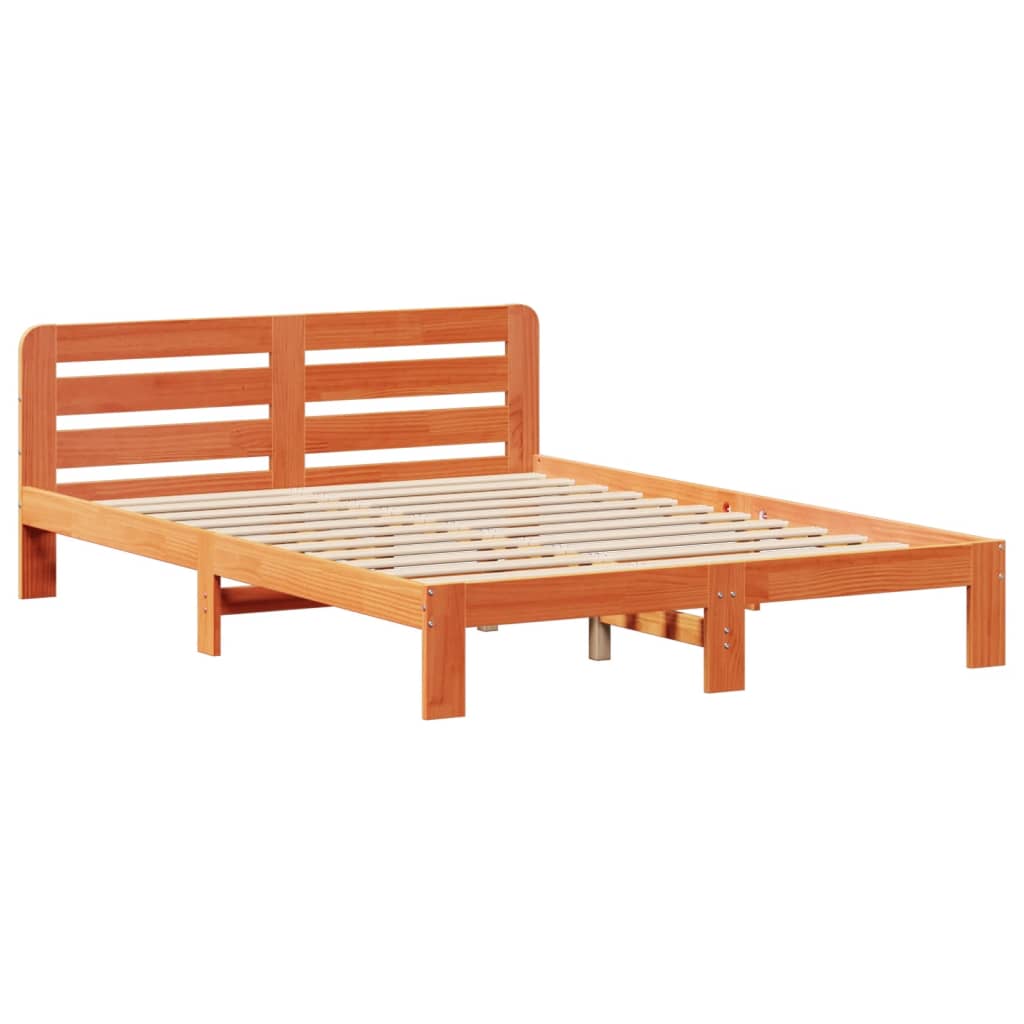 Letto senza Materasso Marrone Cera 135x190 cm in Legno di Pino