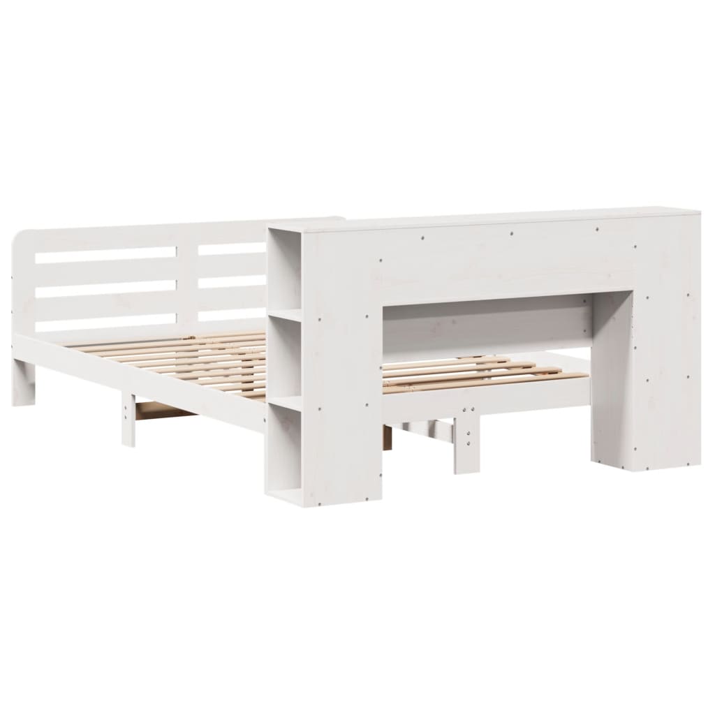 Letto senza Materasso Bianco 140x190 cm Legno Massello di Pino - homemem39