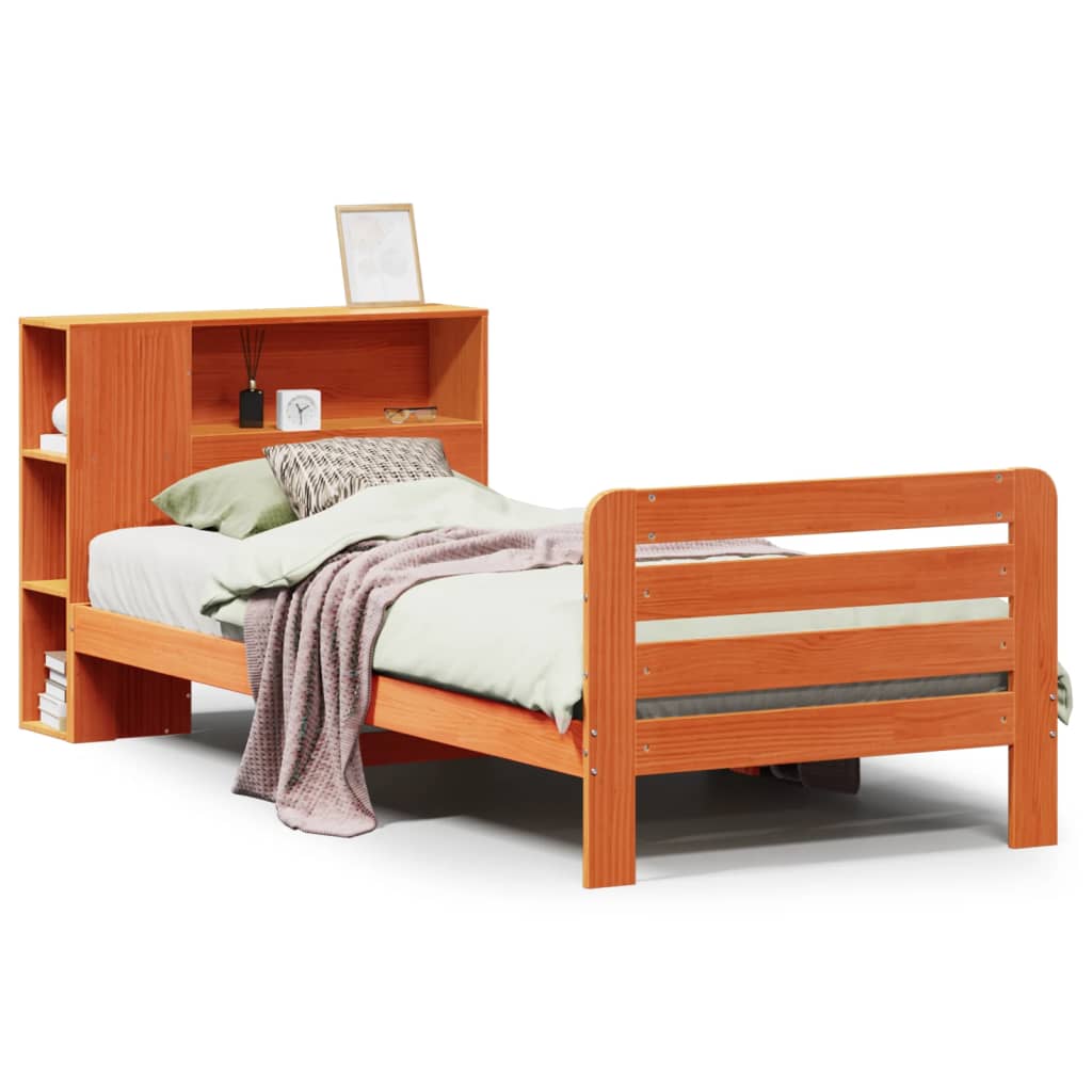 Letto senza Materasso Marrone Cera 90x200 cm Legno di Pino