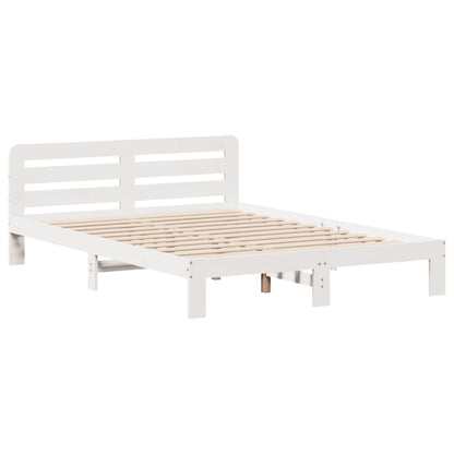 Letto senza Materasso Bianco 135x190 cm Legno Massello di Pino