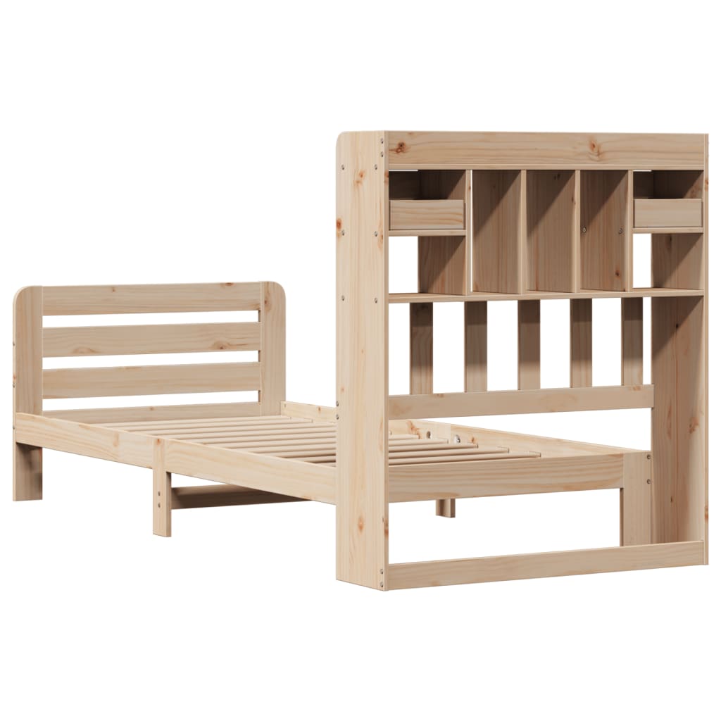 Letto Libreria senza Materasso 90x200 cm Legno Massello Pino