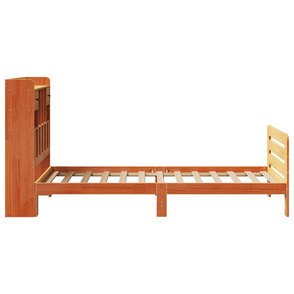 Letto Libreria senza Materasso Marrone Cera 90x200 cm in Pino