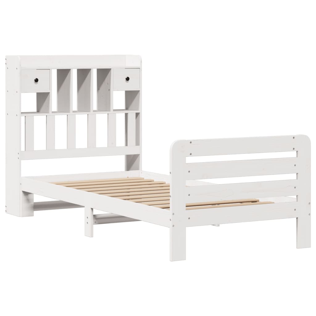 Letto Libreria senza Materasso Bianco 100x200 cm Legno di Pino