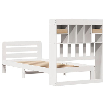 Letto Libreria senza Materasso Bianco 100x200 cm Legno di Pino