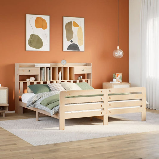 Letto Libreria senza Materasso 200x200 cm in Legno di Pino