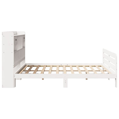 Letto Libreria senza Materasso Bianco 200x200 cm Legno di Pino