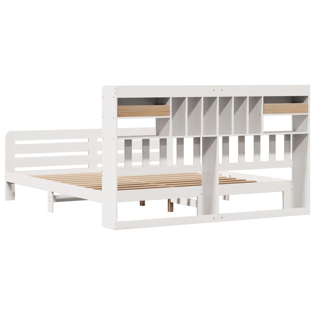 Letto Libreria senza Materasso Bianco 200x200 cm Legno di Pino