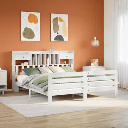 Letto Libreria senza Materasso Bianco 200x200 cm Legno di Pino