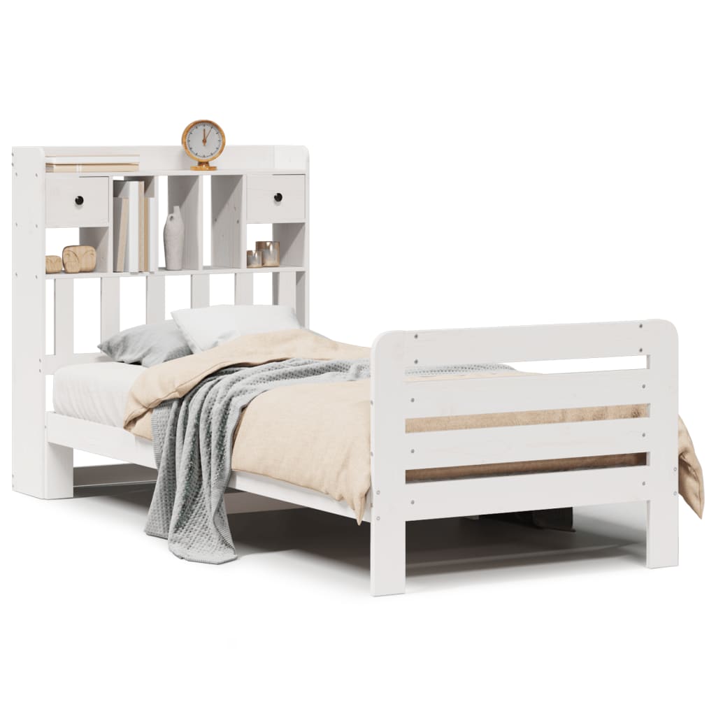 Letto con Libreria senza Materasso 75x190 cm in Legno Pino