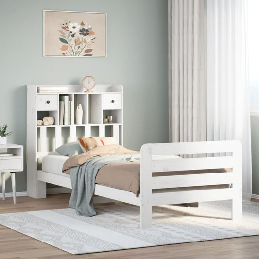 Letto con Libreria senza Materasso 75x190 cm in Legno Pino