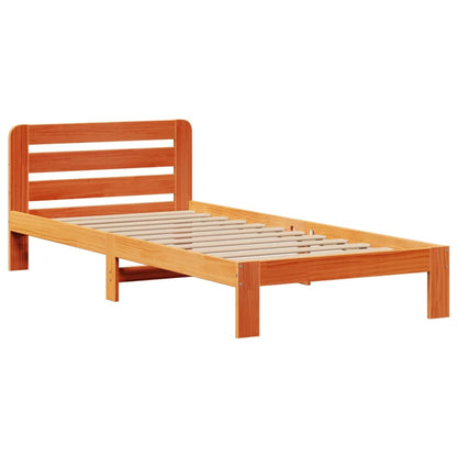 Letto Libreria senza Materasso Marrone Cera 75x190 cm in Pino