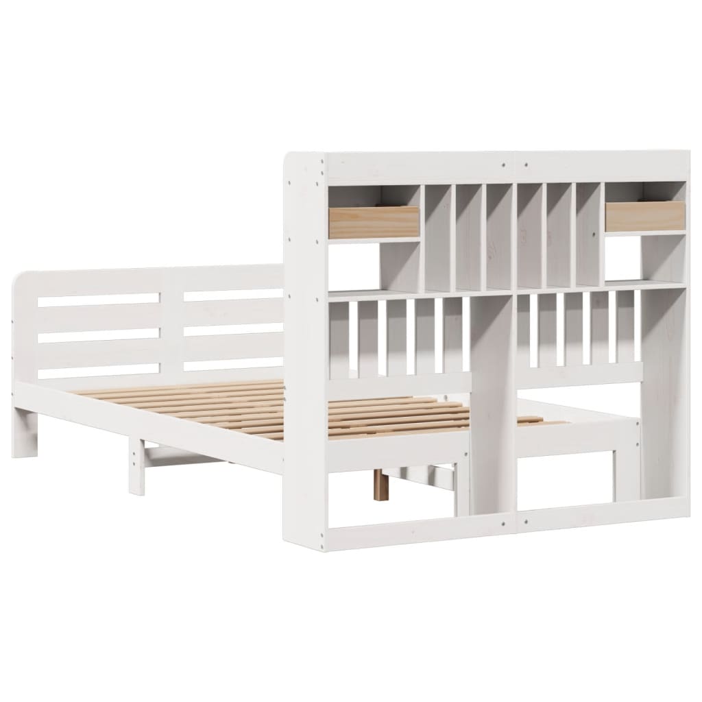 Letto Libreria senza Materasso Bianco 120x190 cm Legno di Pino