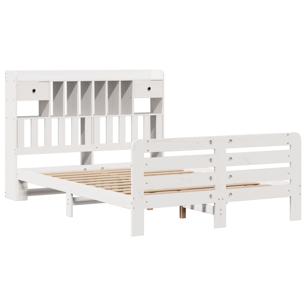 Letto Libreria senza Materasso Bianco 140x190 cm Legno di Pino - homemem39