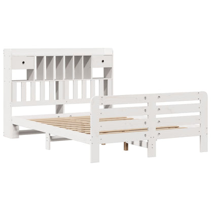 Letto Libreria senza Materasso Bianco 140x190 cm Legno di Pino - homemem39