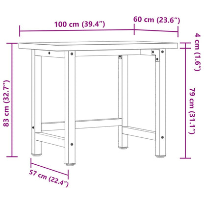 Banco da Lavoro 100x60x83 cm Legno Massello Acacia Rettangolare | homemem39