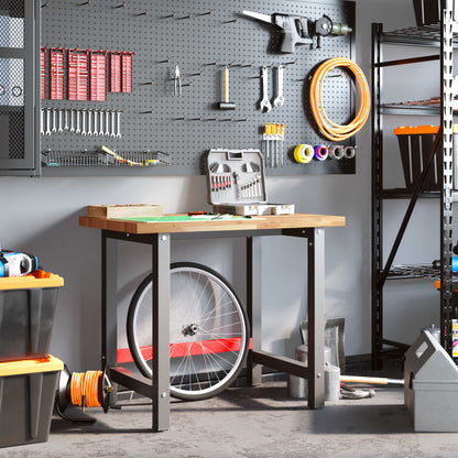 Banco da Lavoro 100x60x83 cm Legno Massello Acacia Rettangolare - homemem39