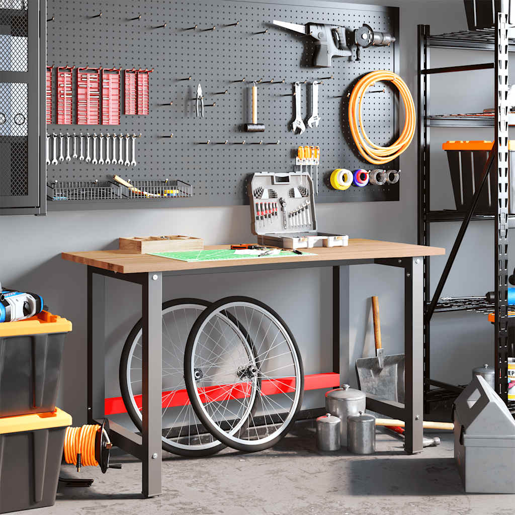 Banco Lavoro Marrone Chiaro 140x60x81,5cm Legno Massello Rovere - homemem39