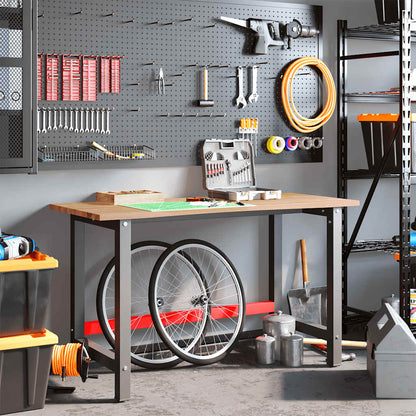 Banco Lavoro Marrone Chiaro 140x60x81,5cm Legno Massello Rovere - homemem39