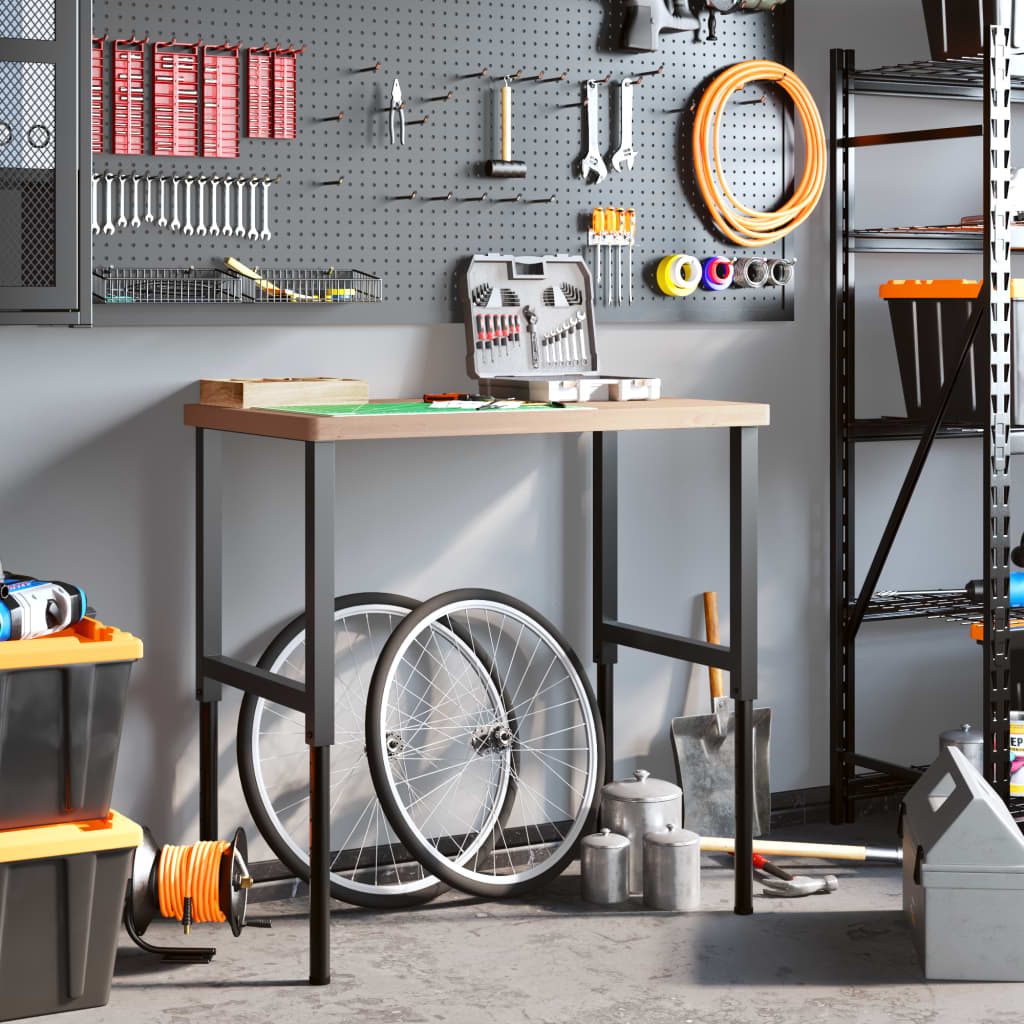 Banco Lavoro 100x60x(73-99,5) cm Legno di Faggio Rettangolare - homemem39