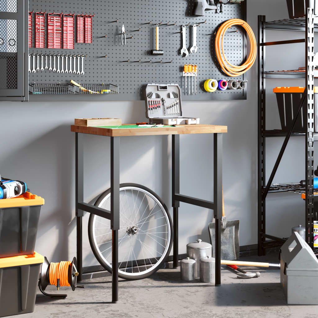 Banco Lavoro 80x60x(73-99,5) cm Legno di Acacia Rettangolare - homemem39