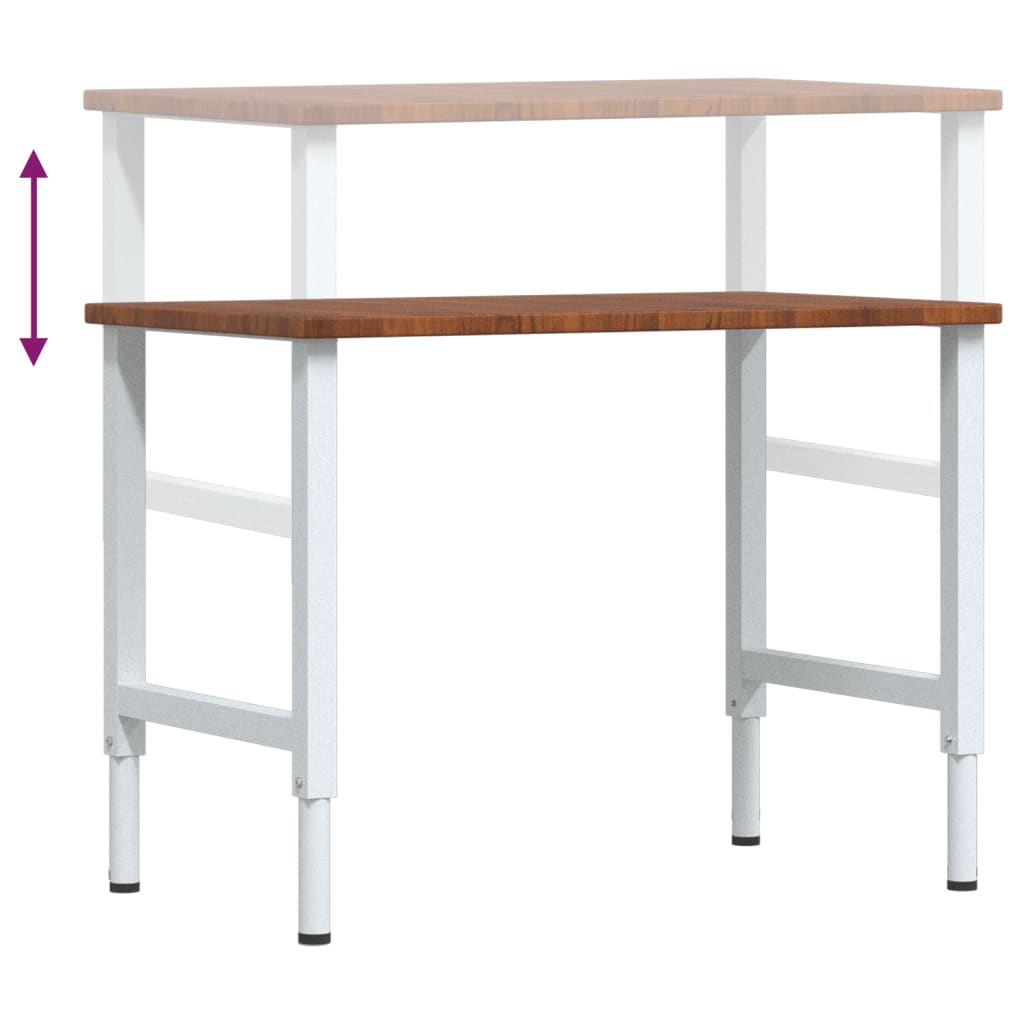 Banco Lavoro Marrone Scuro 100x60x(71,5-98) cm Legno di Rovere - homemem39