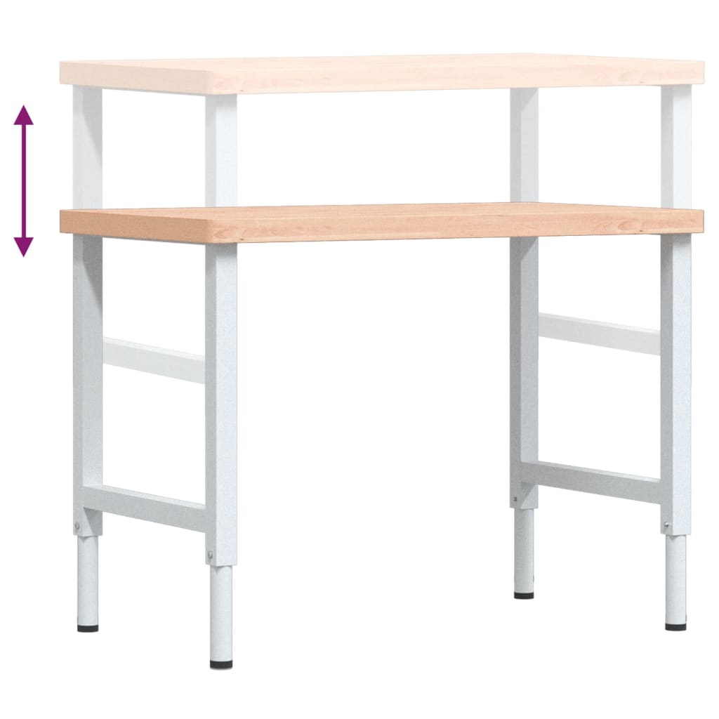 Banco Lavoro 100x60x(73-99,5) cm Legno di Faggio Rettangolare | homemem39