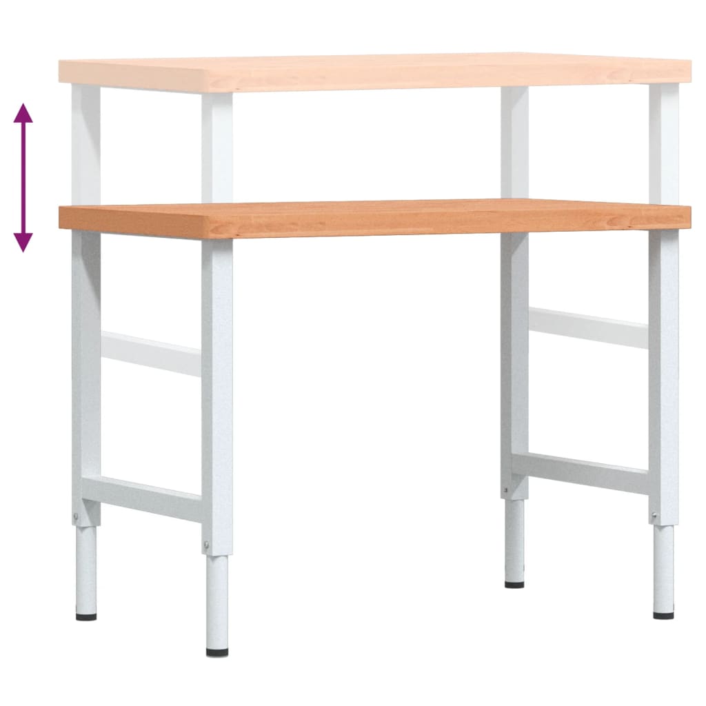 Banco Lavoro 100x60x(73-99,5) cm Legno di Faggio Rettangolare | homemem39