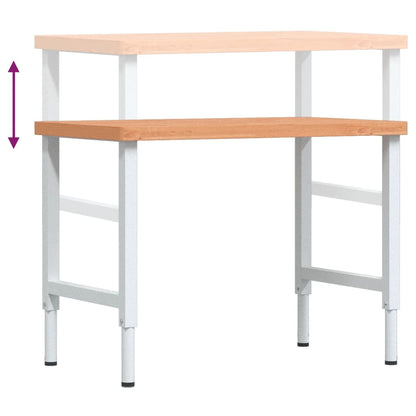 Banco Lavoro 100x60x(73-99,5) cm Legno di Faggio Rettangolare | homemem39