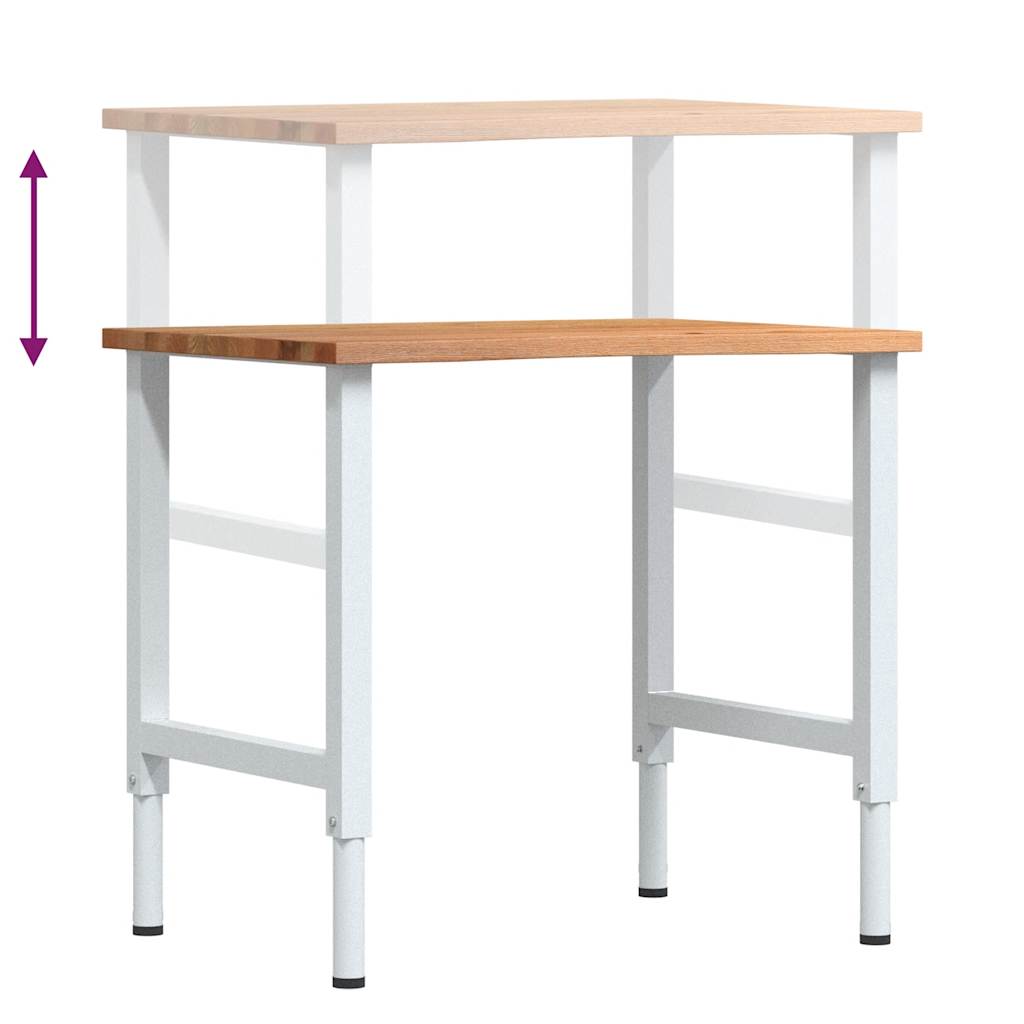 Banco Lavoro Marrone Chiaro 80x60x(71,5-98) cm Legno di Rovere - homemem39