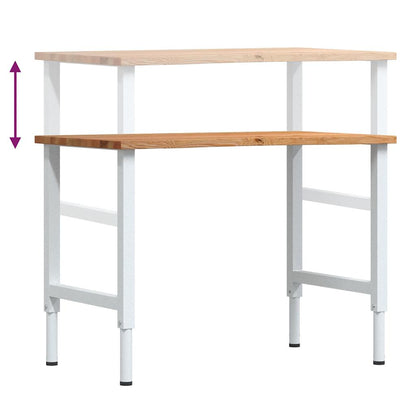 Banco Lavoro Marrone Chiaro 100x60x(71,5-98) cm Legno di Rovere - homemem39