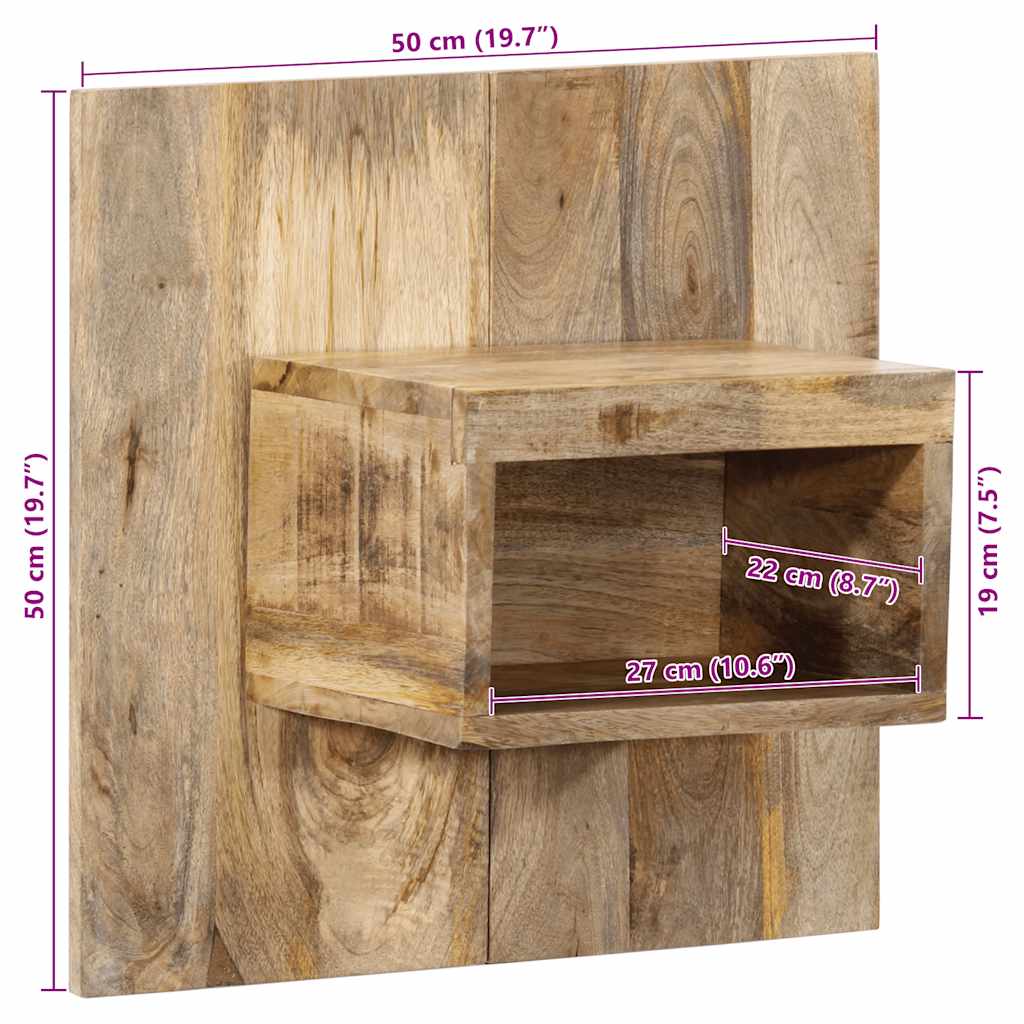 Comodino 50x27x50 cm in Legno Grezzo Massello di Mango | homemem39
