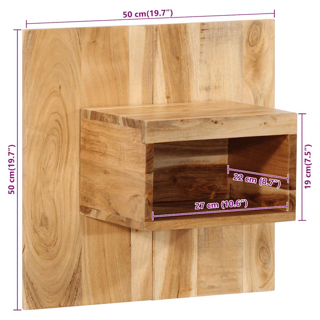 Comodino 50x27x50 cm in Legno Massello di Acacia - homemem39