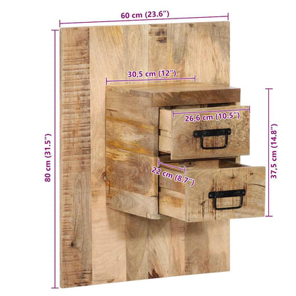 Comodino 60x32x80 cm in Legno Grezzo Massello di Mango - homemem39