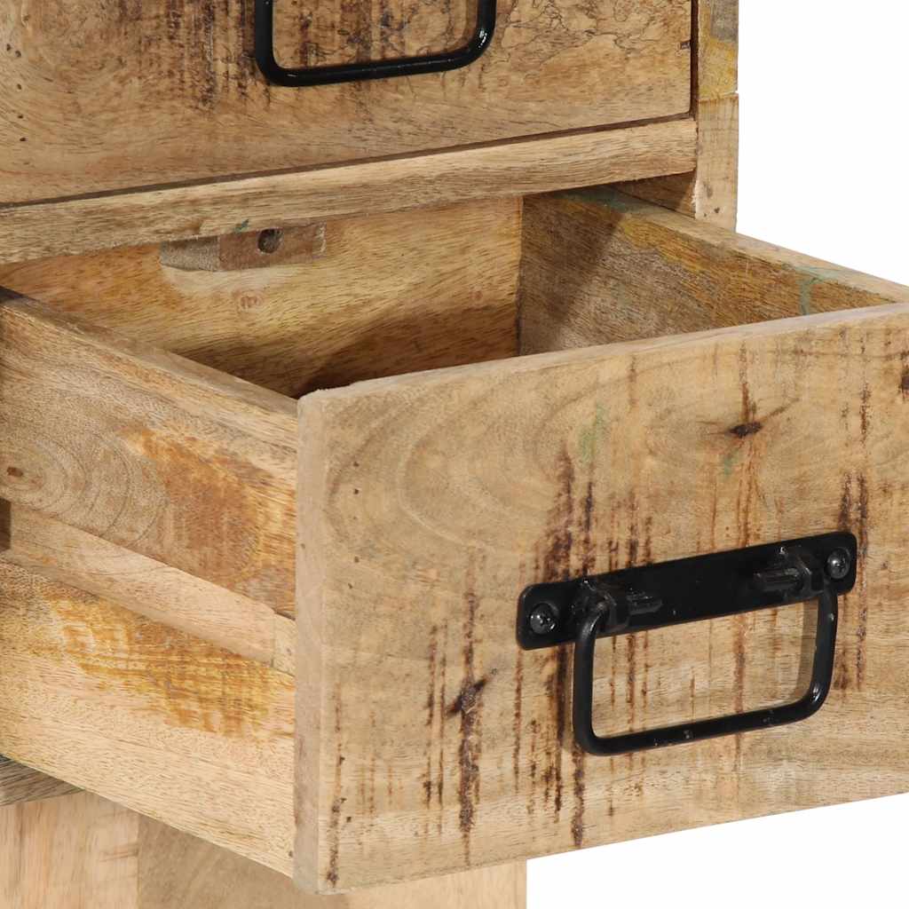 Comodino 60x32x80 cm in Legno Grezzo Massello di Mango - homemem39