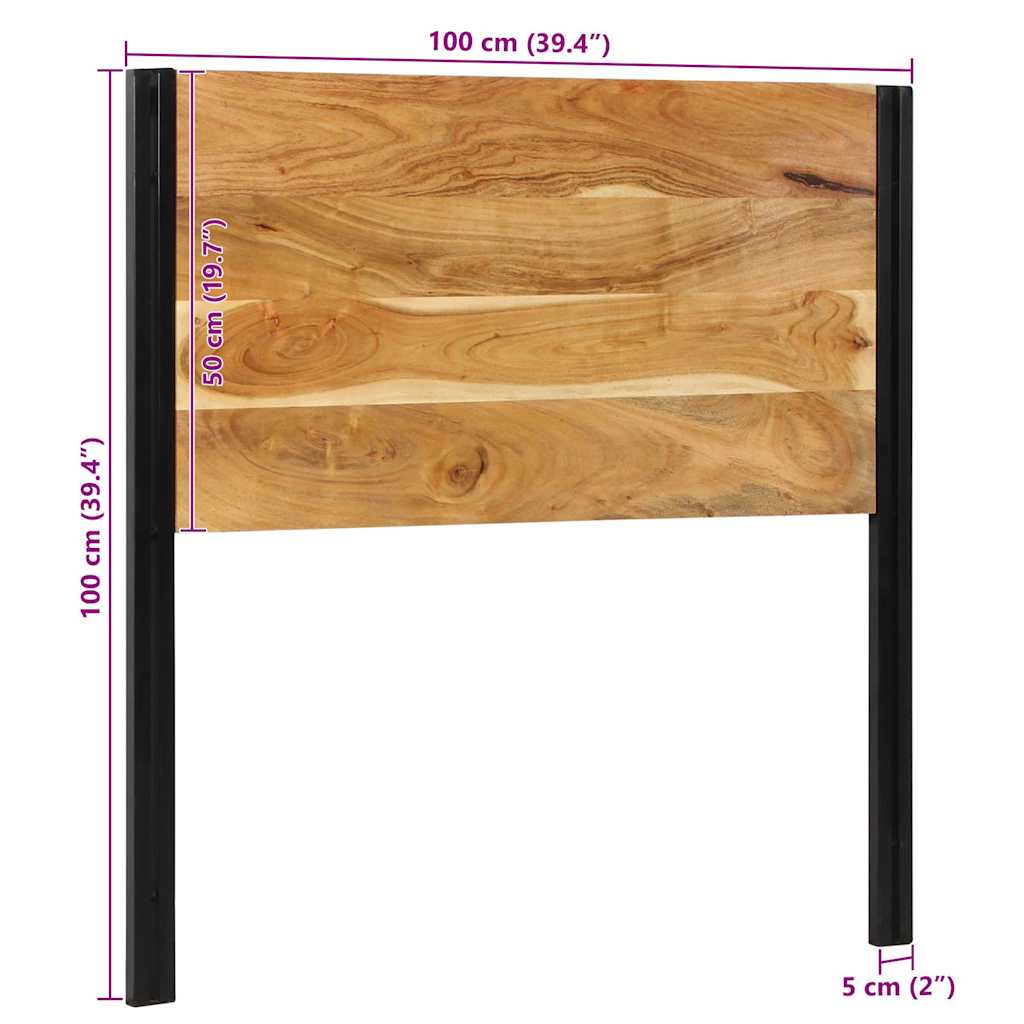 Testiera 100 cm in Legno Massello di Acacia e Ferro - homemem39