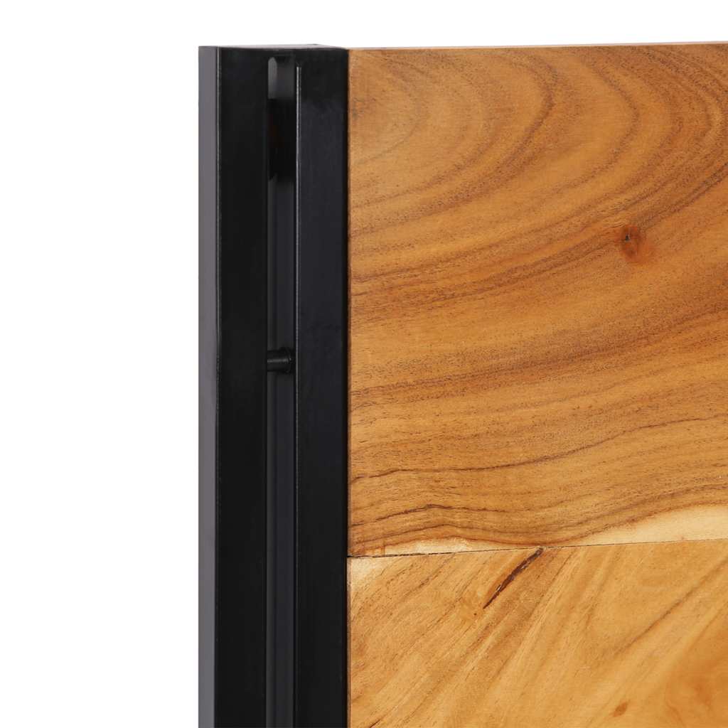 Testiera 120 cm in Legno Massello di Acacia e Ferro - homemem39