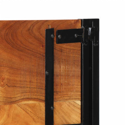 Testiera 120 cm in Legno Massello di Acacia e Ferro - homemem39