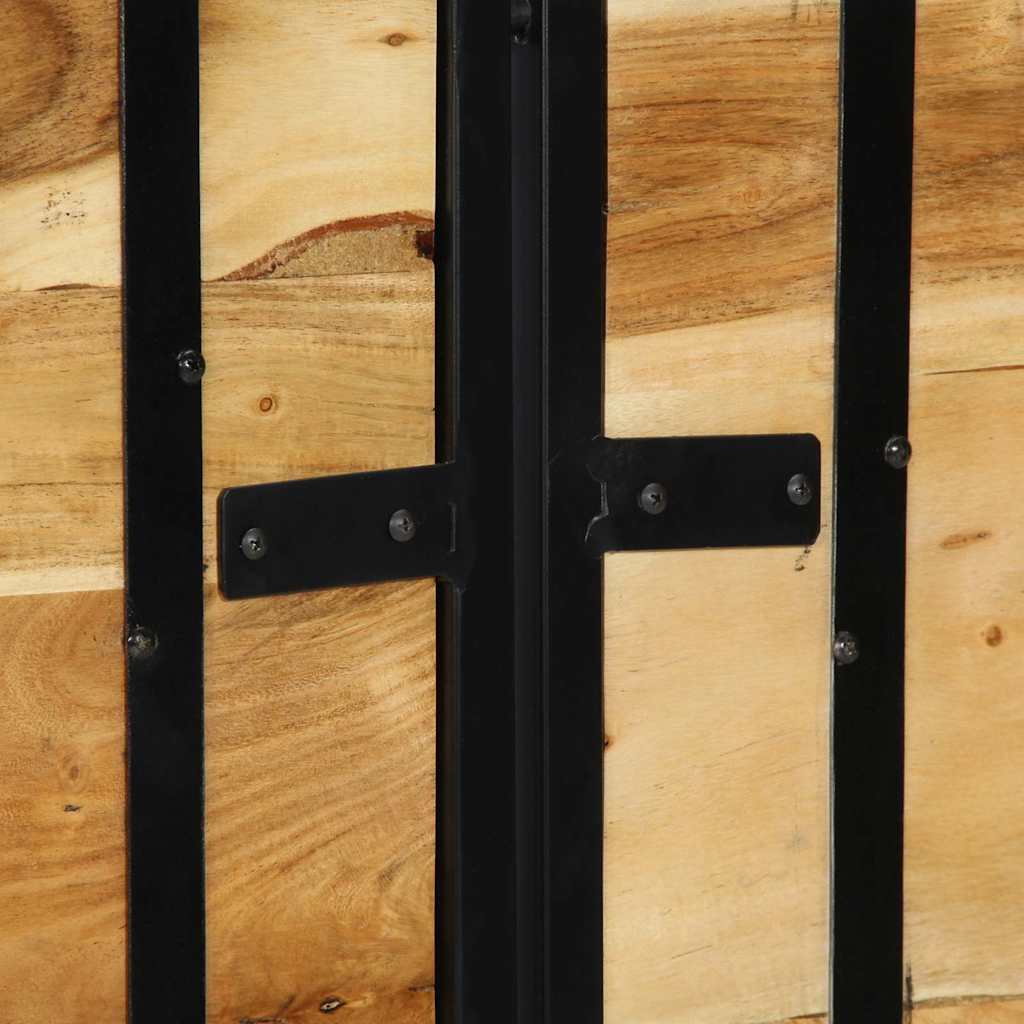 Testiera 140 cm in Legno Massello di Acacia e Ferro - homemem39