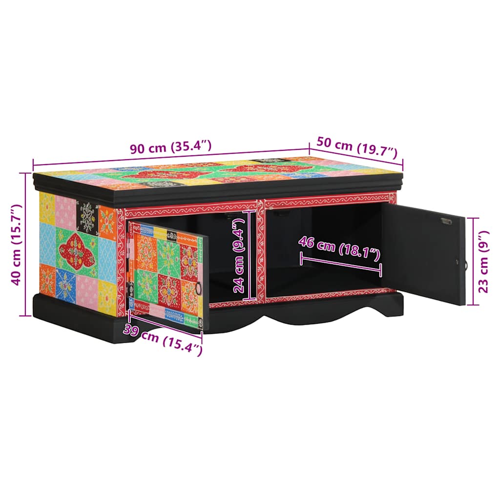 Tavolino da Salotto Multicolore 90x50x40cm Legno Massello Mango | homemem39