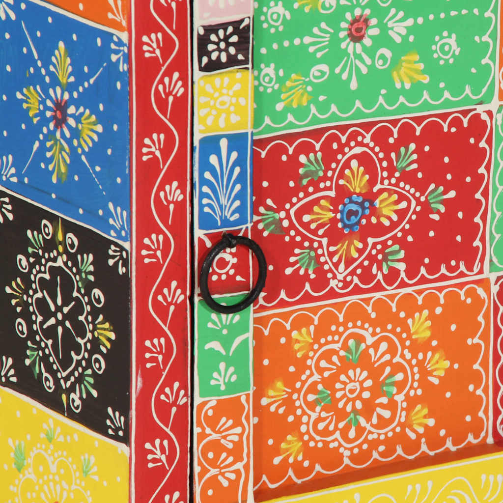 Comodino Multicolore 40x35x45 cm in Legno Massello Mango - homemem39