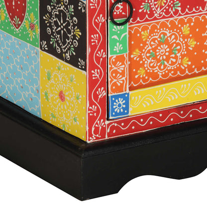 Comodino Multicolore 40x35x45 cm in Legno Massello Mango - homemem39
