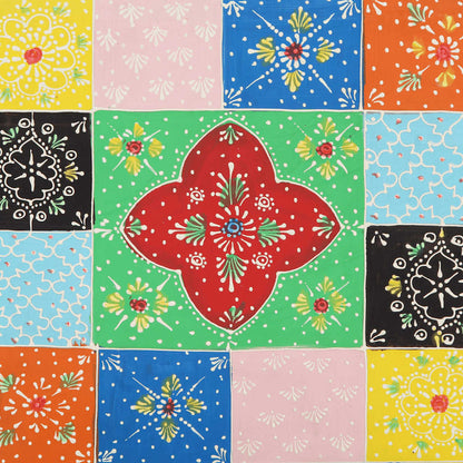 Comodino Multicolore 40x35x45 cm in Legno Massello Mango - homemem39