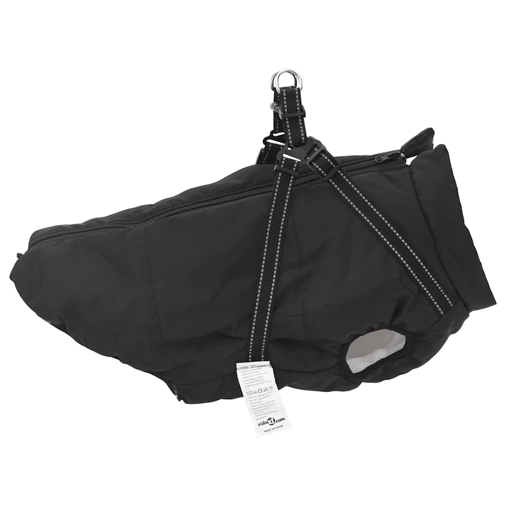 Cappotto Cani con Imbracatura Impermeabile Riflettente Nero L48