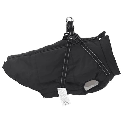 Cappotto Cani con Imbracatura Impermeabile Riflettente Nero L48