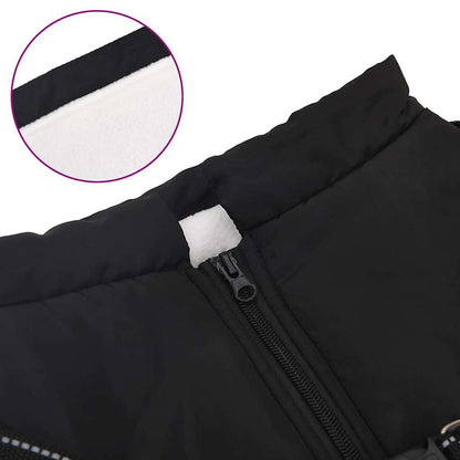 Cappotto Cani con Imbracatura Impermeabile Riflettente Nero L68 | homemem39