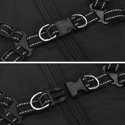 Cappotto Cani con Imbracatura Impermeabile Riflettente Nero L68 | homemem39