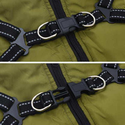 Cappotto Cani Imbracatura Impermeabile Riflettente Verde L24